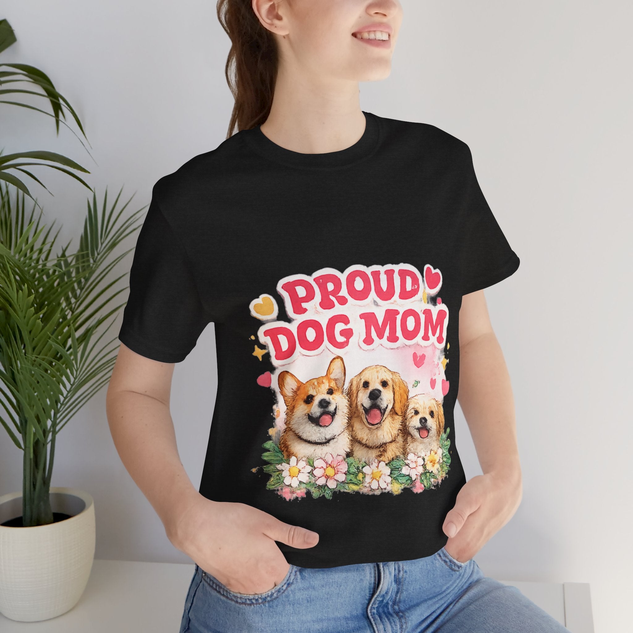 Proud Dog Mom T-Shirt — Cute Corgi & Golden Retriever Floral Tee for Pet Lovers