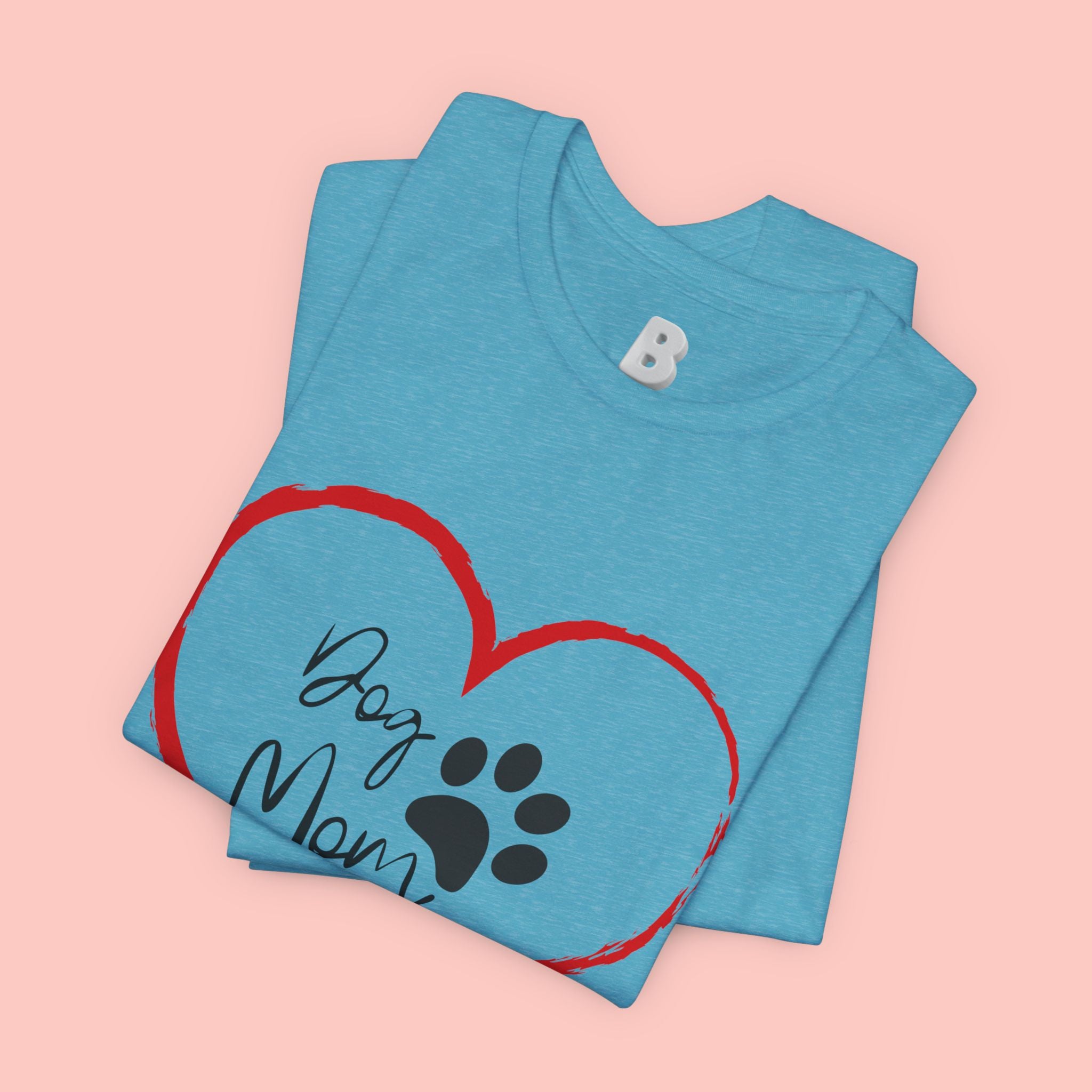 Dog Mom Heart Paw T‑Shirt
