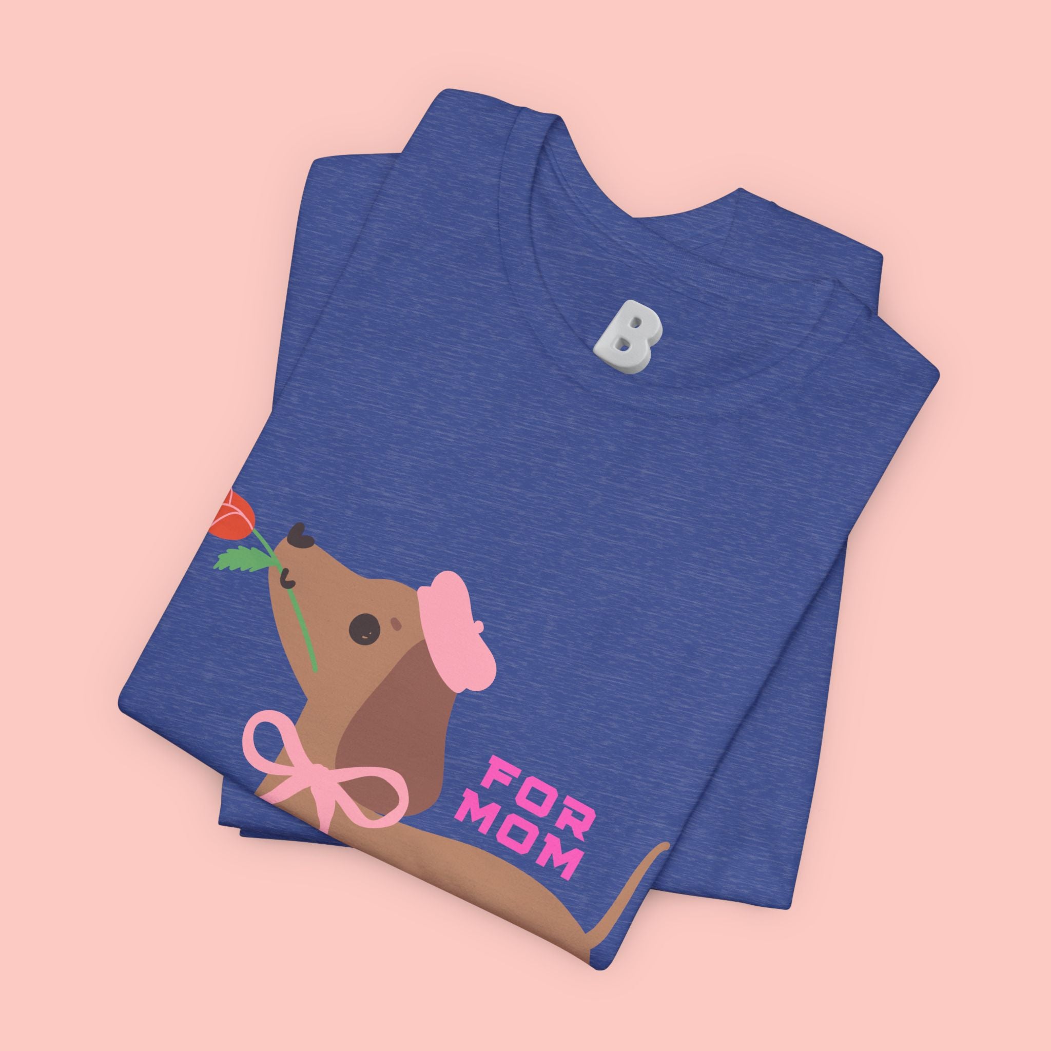 Mommy’s Dachshund Tee – Cute Dog with Rose “For Mom” Shirt
