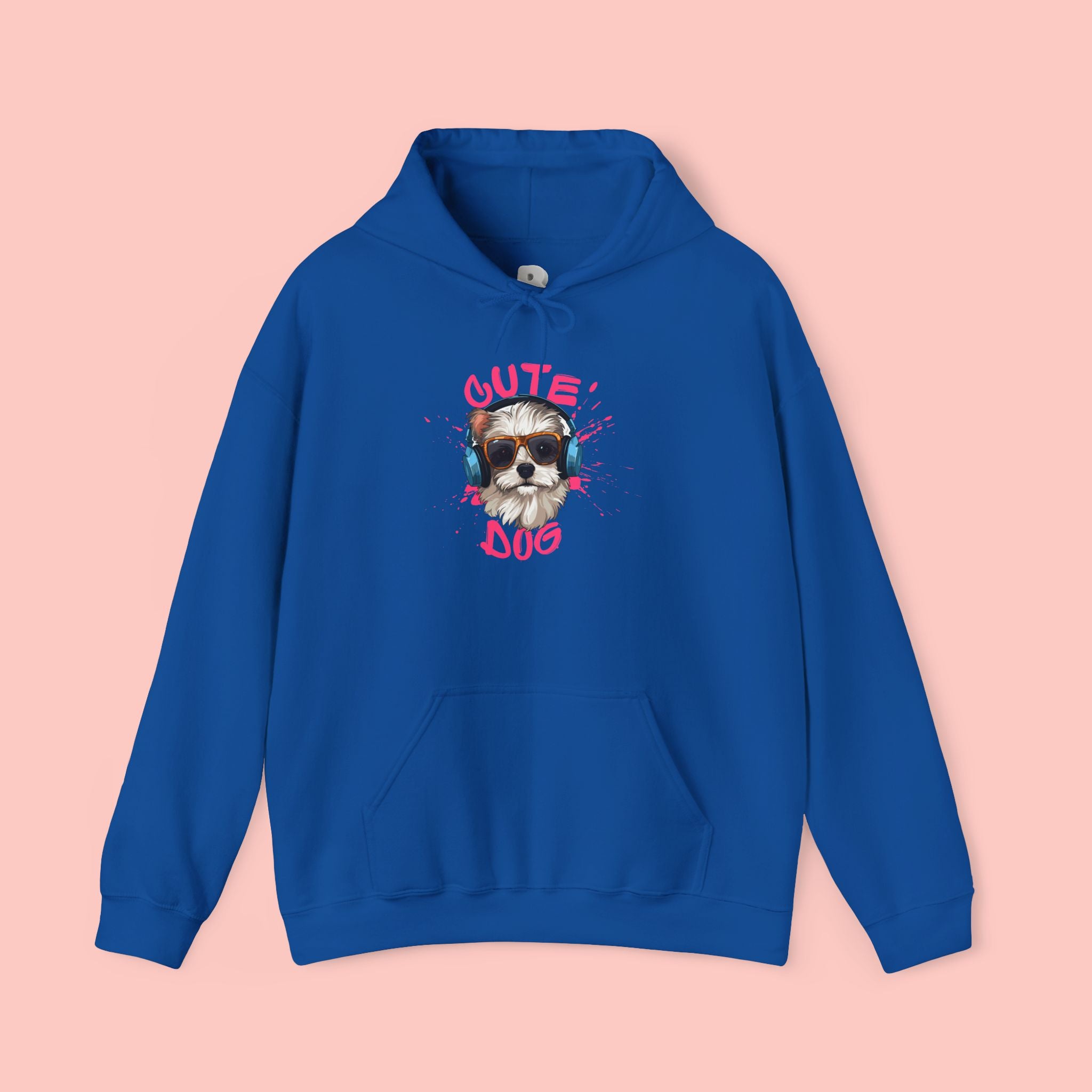 Cute Dog Hoodie with Headphones – 'Cute Dog' Graphic Pet Lover Sweatshirt