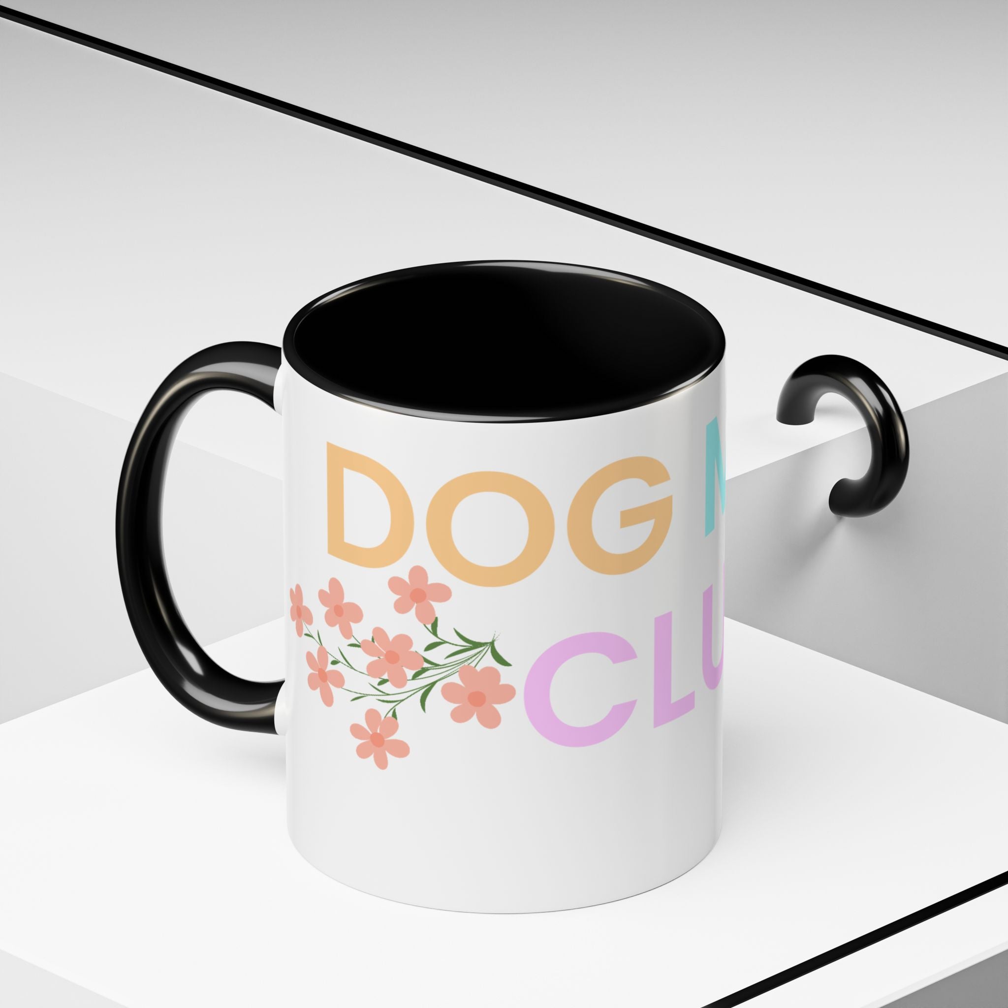 Dog Mom Club Accent Coffee Mug – Colorful Paw Print 11/15oz