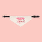 Certified Good Boy Pet Bandana Collar - Pink Paw Print Dog Scarf