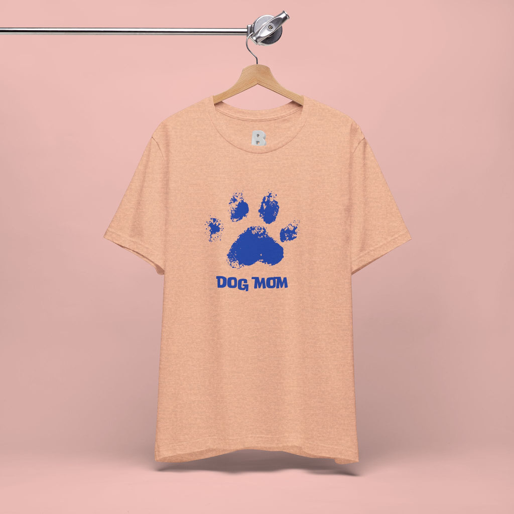 Dog Mom Paw Print T-Shirt — Distressed Blue Design