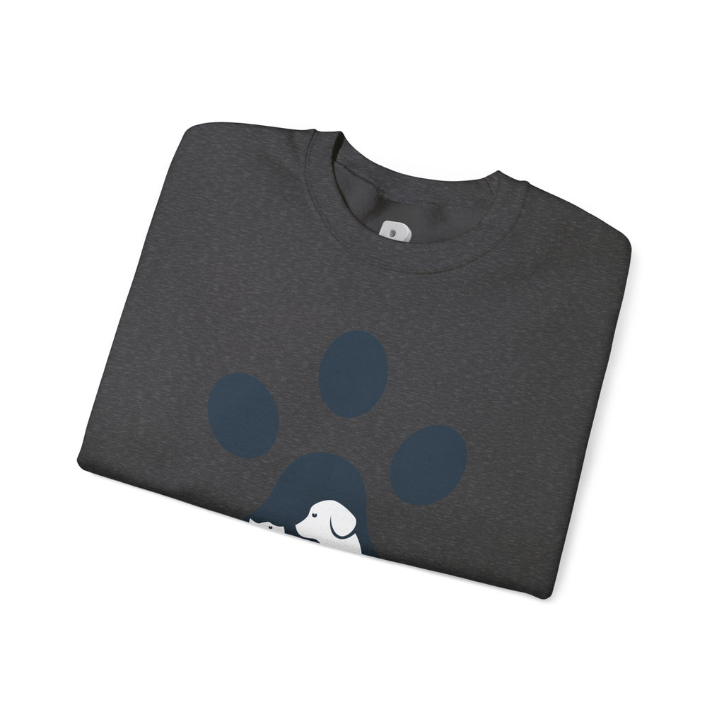 Dog Mom Crewneck Sweatshirt - Paw Print & Silhouette Graphic