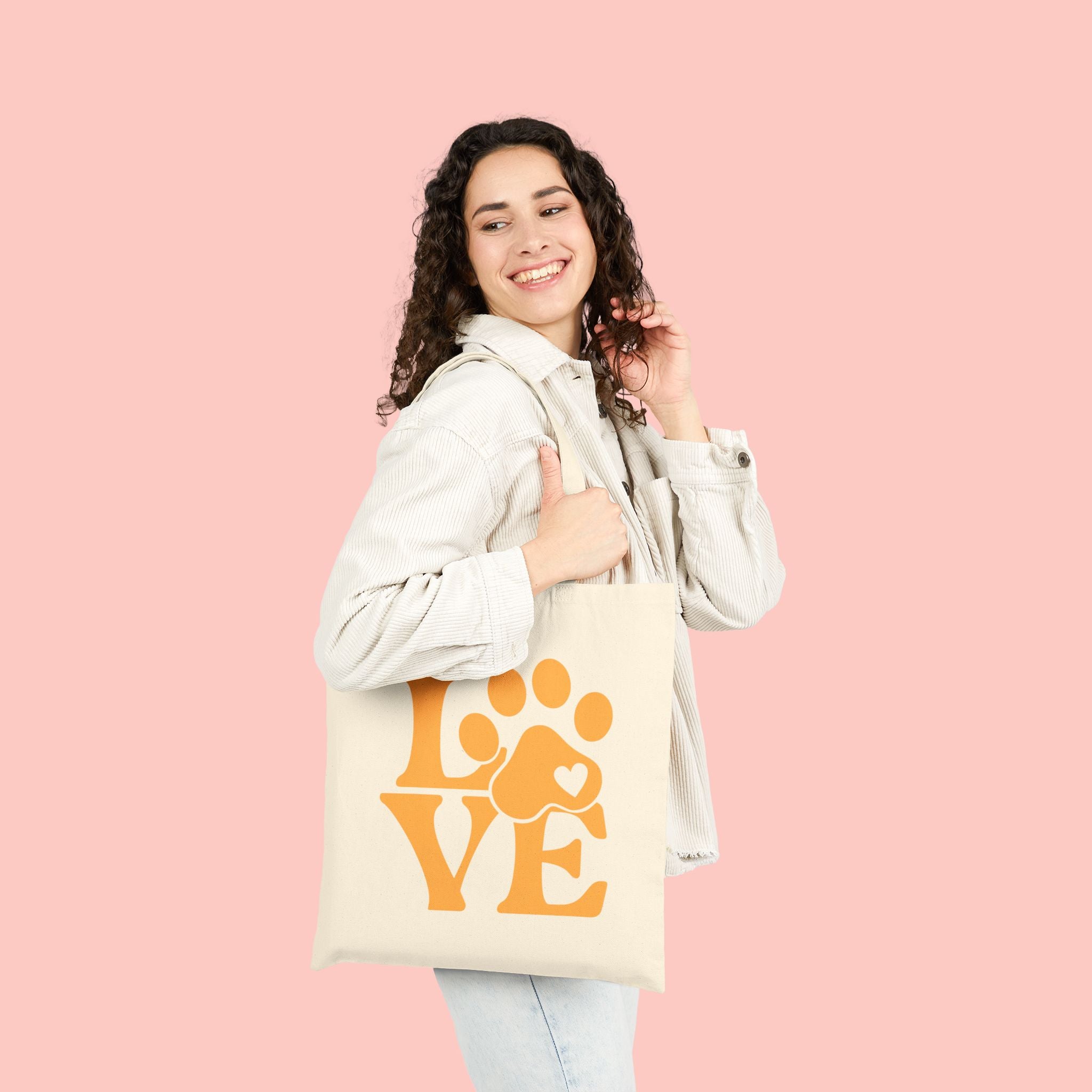 Love Paw Tote Bag — Cute Pet Lover Canvas Tote (LOVE with Paw Print)