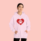 Heart Paw Hoodie — Cute Red Paw Print Animal Lover Sweatshirt
