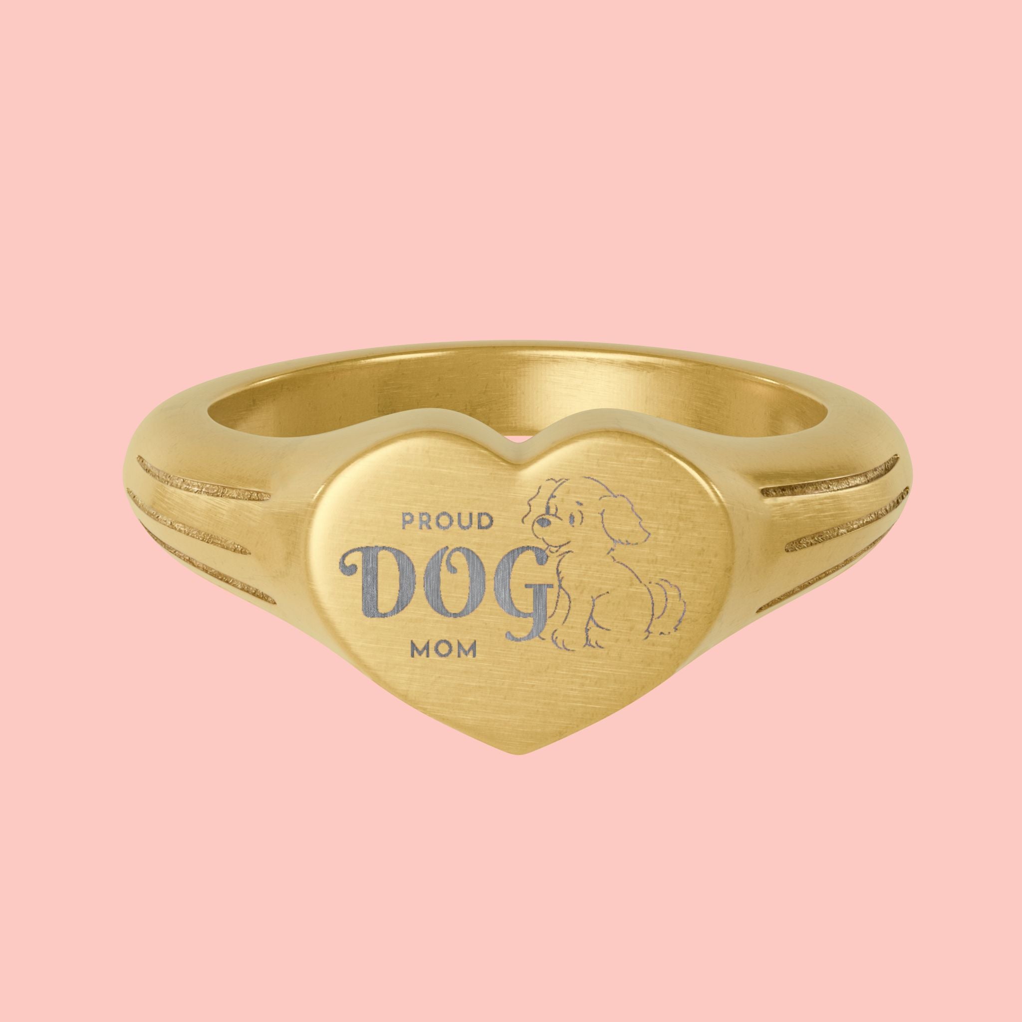 Heart Signet Ring — Engravable Stainless Steel Pet Lover Gift