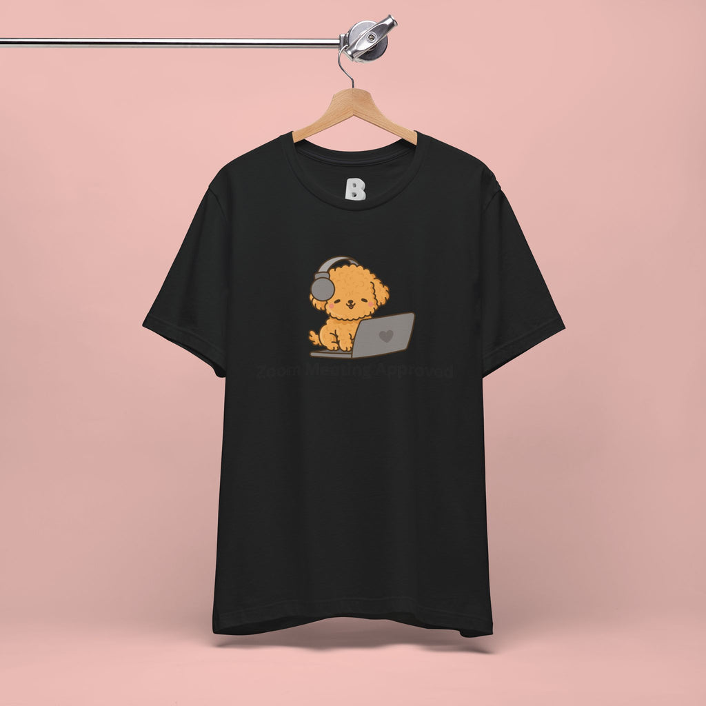 Zoom Meeting Approved Tee — Cute Puppy with Headset Laptop Graphic