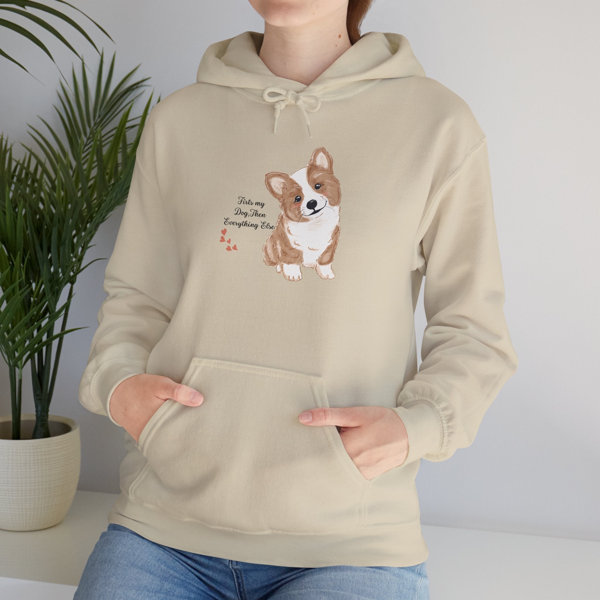 Corgi Love Hoodie — Cute Watercolor Pembroke Corgi Illustration with 'You're My Favorite' Text