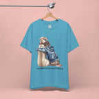 Cuddles Over Everything Tee — Boy Hugging Dog Animal Lover T-Shirt