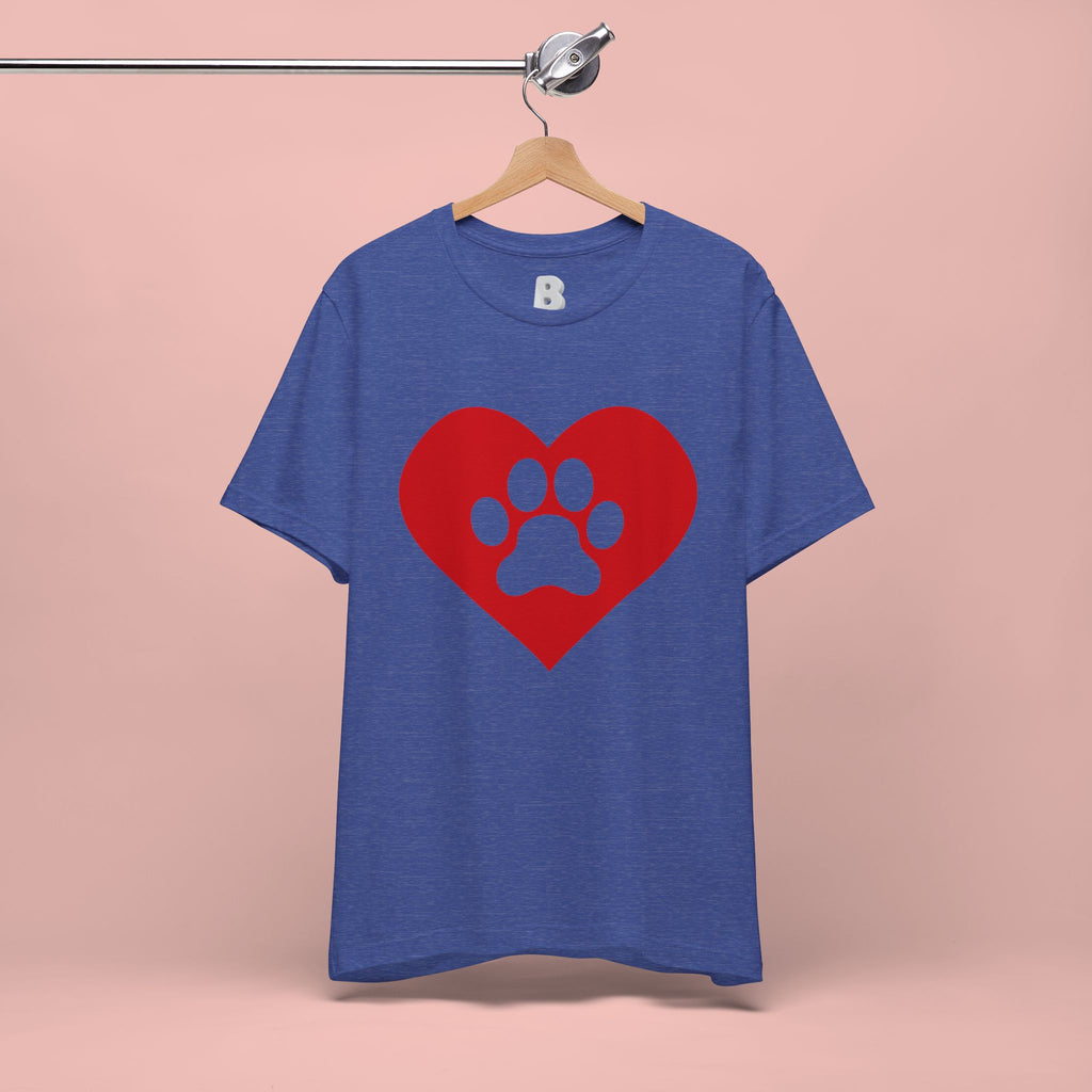 Pet Lover T-Shirt — Red Heart Paw Print Tee