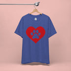 Pet Lover T-Shirt — Red Heart Paw Print Tee