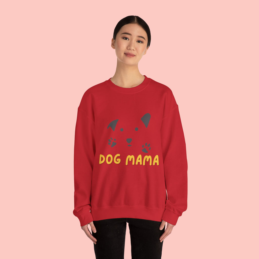 Dog Mama Crewneck Sweatshirt – Cute Paw Print & Puppy Graphic