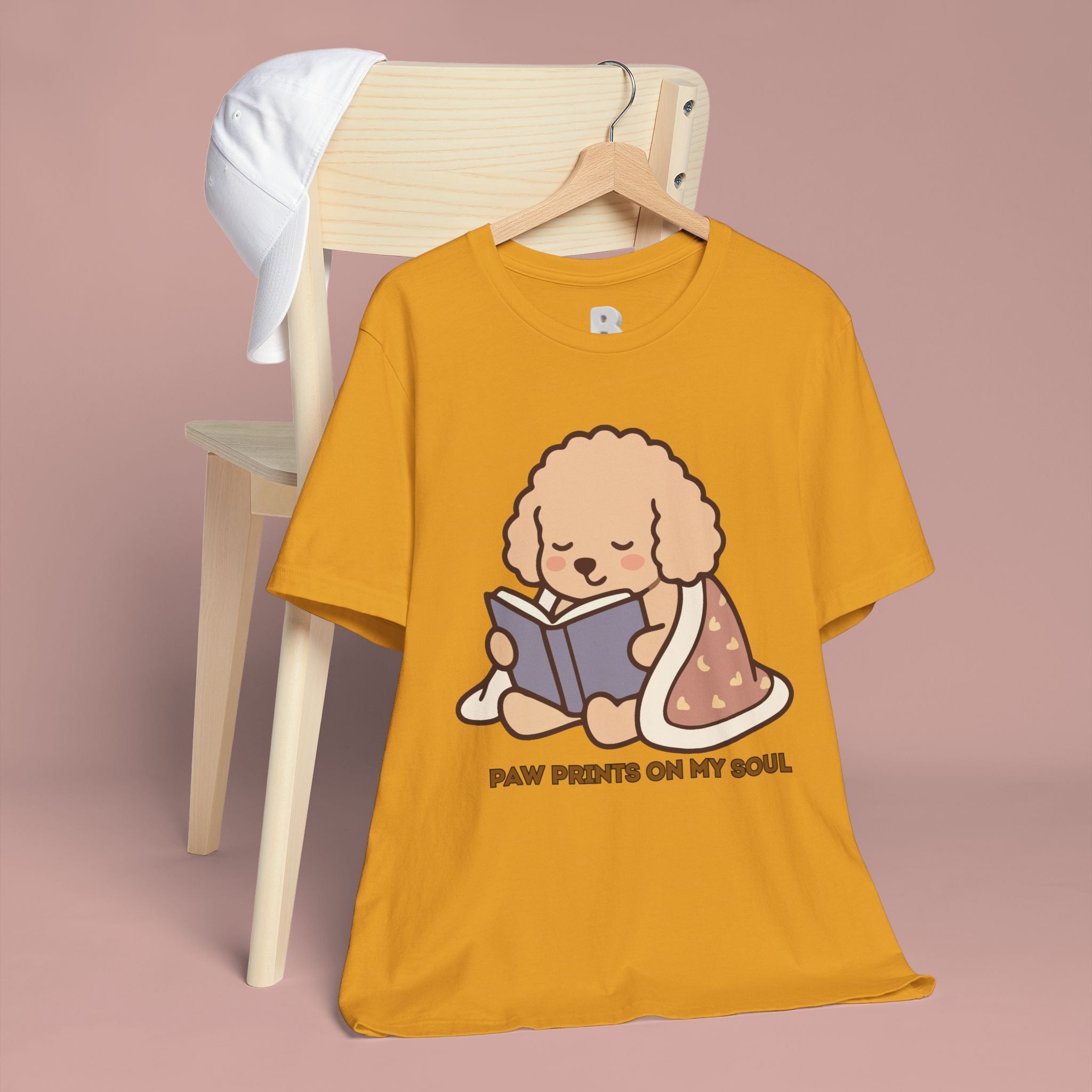 Paw Prints On My Soul T‑Shirt — Cute Reading Puppy Graphic Tee