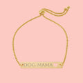 Engravable Heart Bar Bracelet — "DOG MAMA" Adjustable Gold Plate