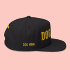 Dog Mom Flat Bill Cap — Embroidered Gold Sparkle