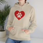 Heart Paw Hoodie — Cute Red Paw Print Animal Lover Sweatshirt