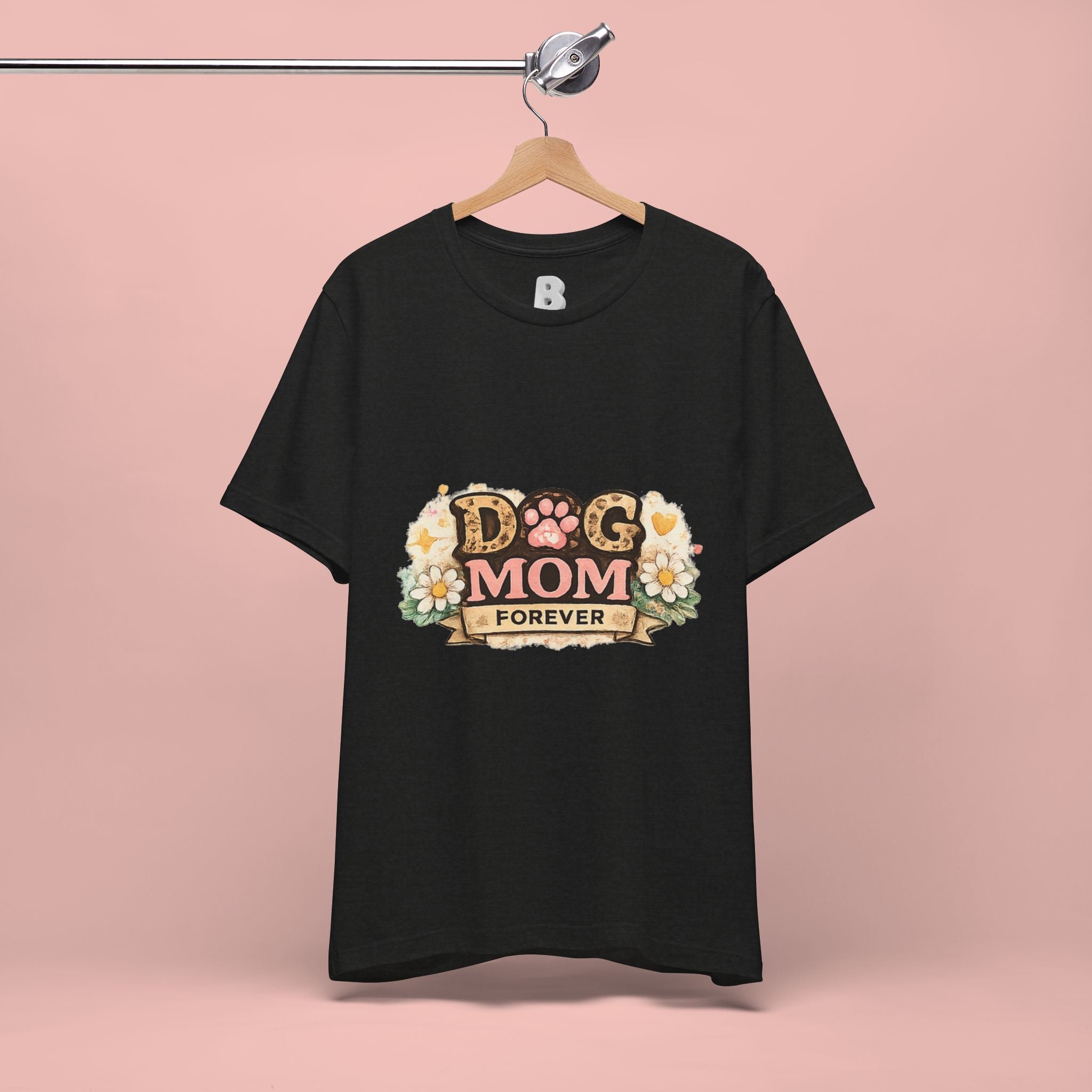 Dog Mom Forever T‑Shirt — Floral Paw Print Tee for Pet Lovers