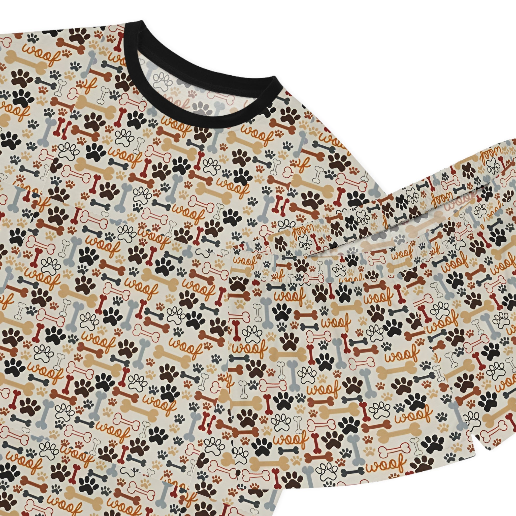 Women's Dog Paw & Bones Pajama Set — 'Woof' Short Sleepwear