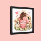 Dog Mom Canvas Print — Framed Matte Wall Art with Cute Dogs & Hearts