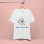 Dog Lover T-Shirt — "Love with my dog." Paw Print Graphic