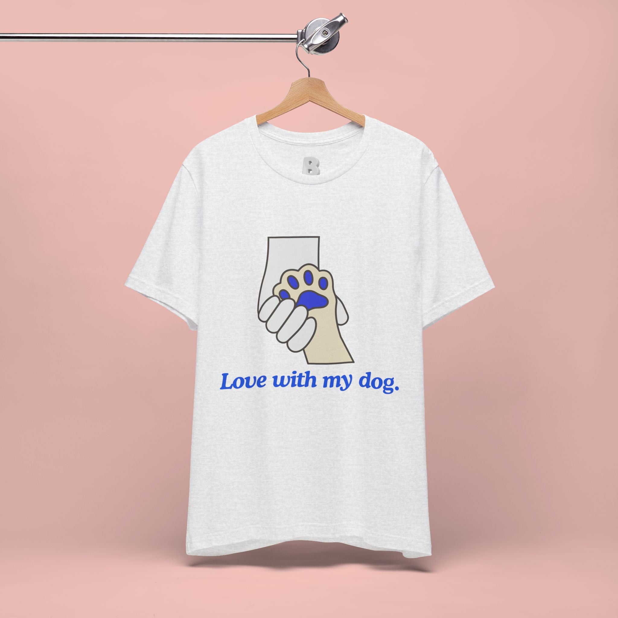 Dog Lover T-Shirt — "Love with my dog." Paw Print Graphic