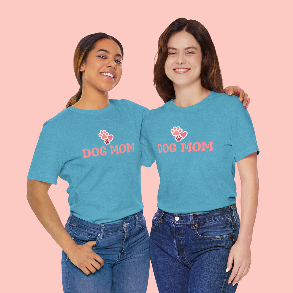 Dog Mom T-Shirt — Pink Paw Graphic Tee for Dog Lovers