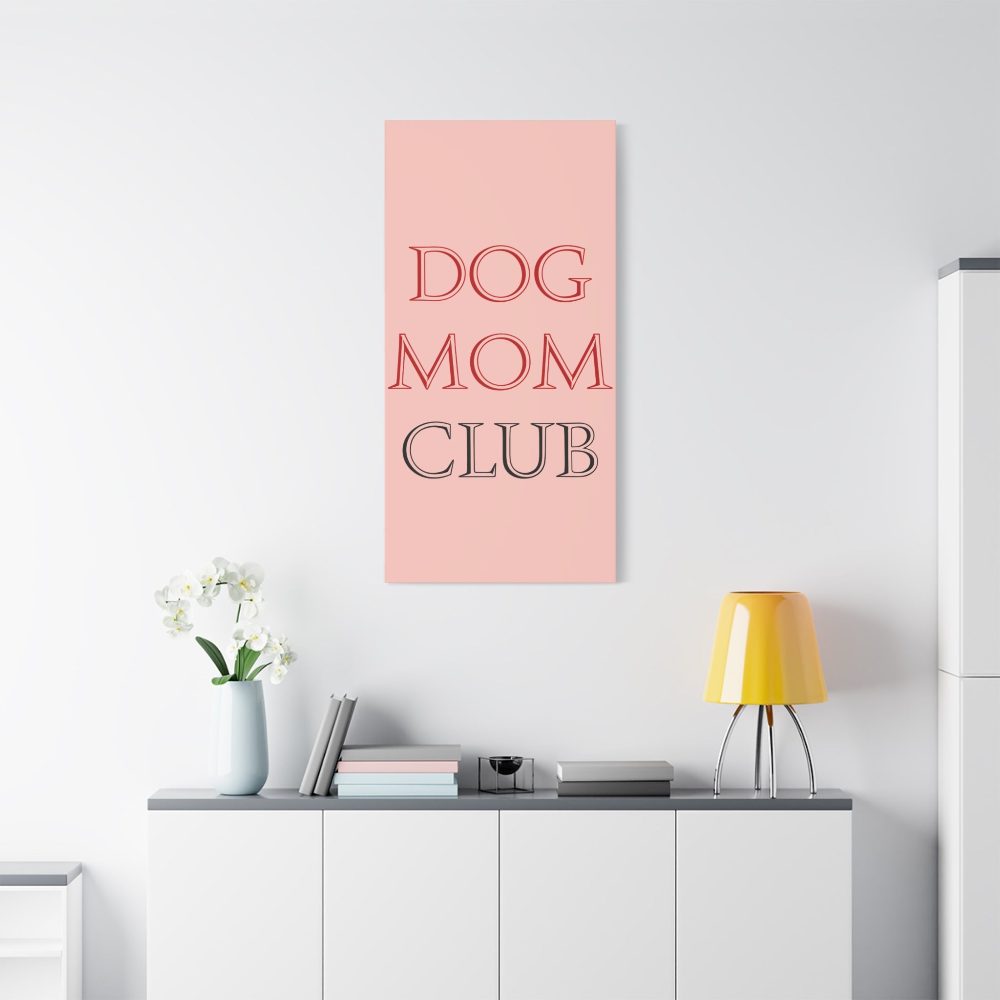 Dog Mom Club Canvas Wall Art — Pink Matte Stretched Canvas
