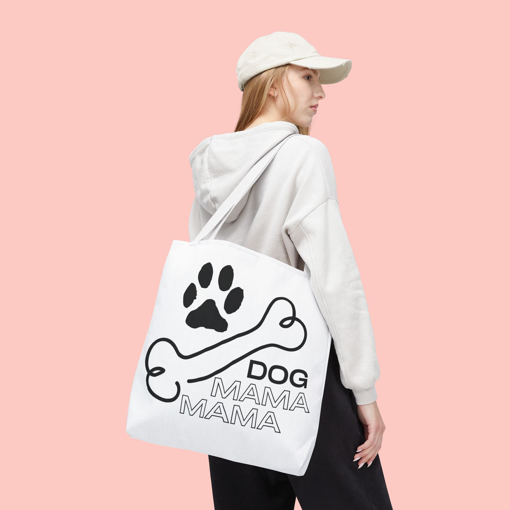 Dog Mama Tote Bag — Paw Print & Bone Graphic Canvas Shopper