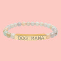 Dog Mama Natural Stone Stretch Bracelet — Engraved Bar Beaded Bracelet