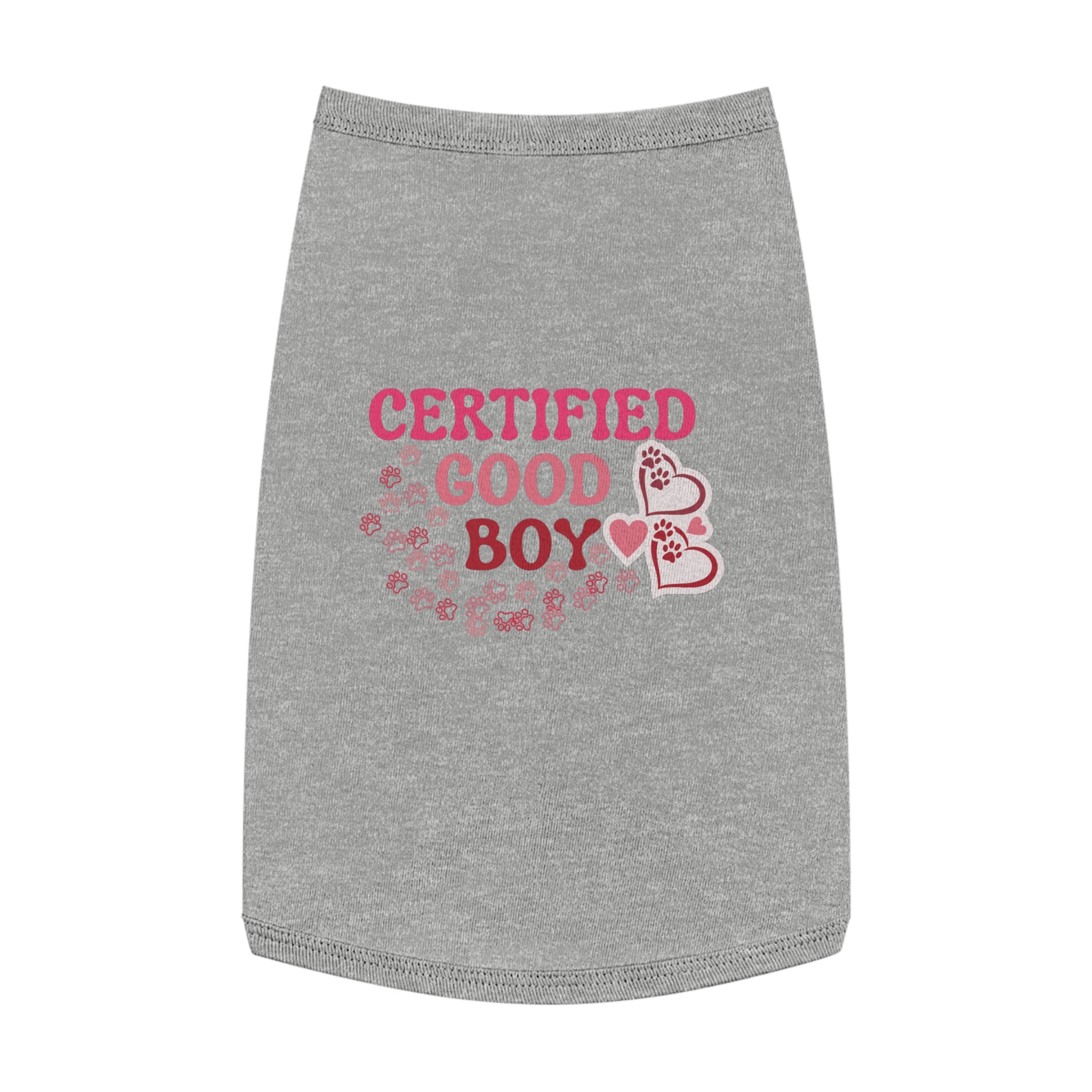 Certified Good Boy Pet Tank Top - Cute Paw & Heart Dog Tee