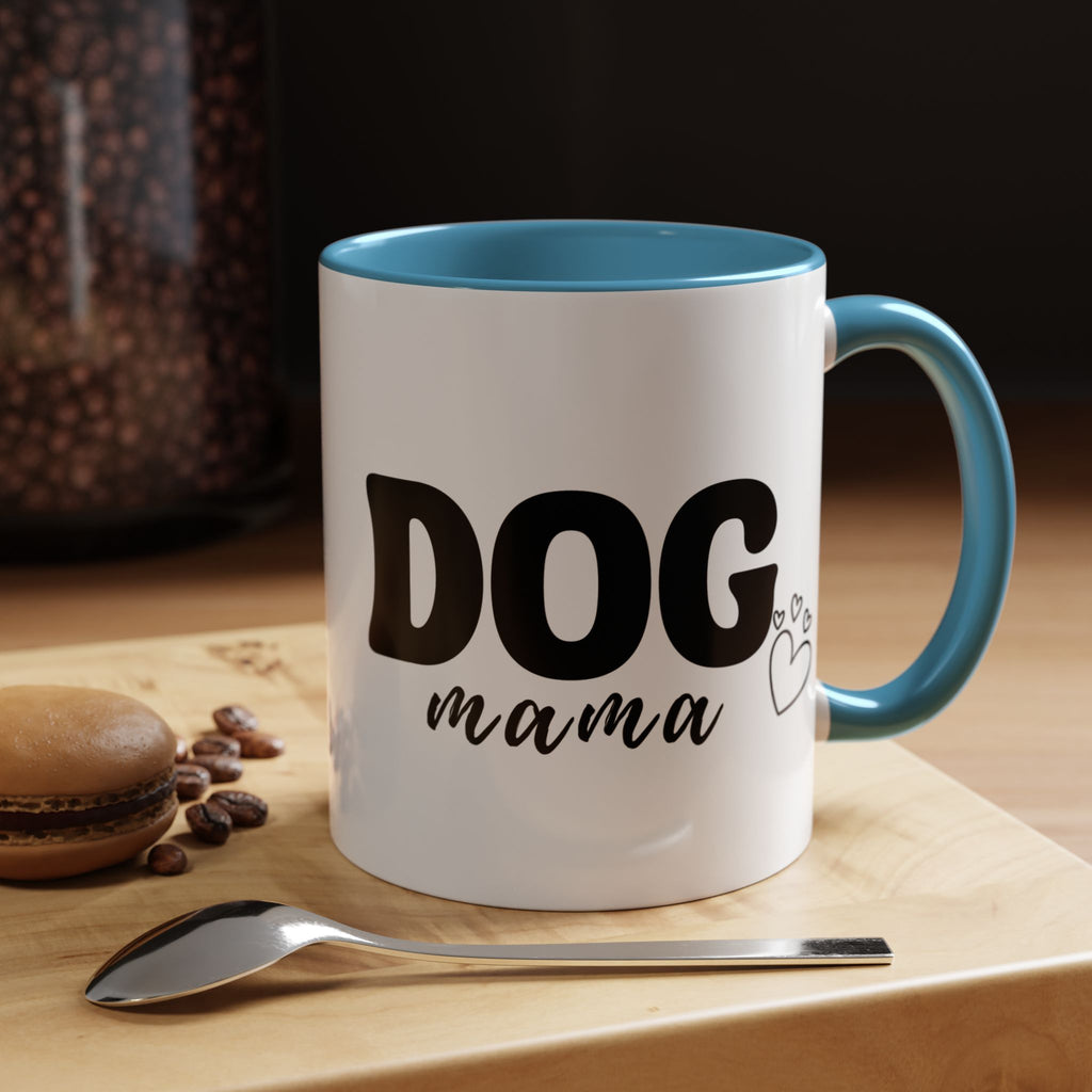 Dog Mama Accent Coffee Mug — Cute Black & White Pet Lover Gift (11/15oz)