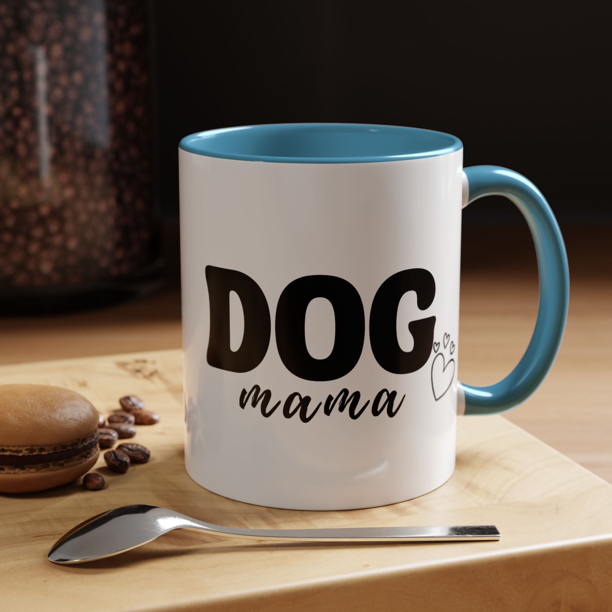 Dog Mama Accent Coffee Mug — Cute Black & White Pet Lover Gift (11/15oz)