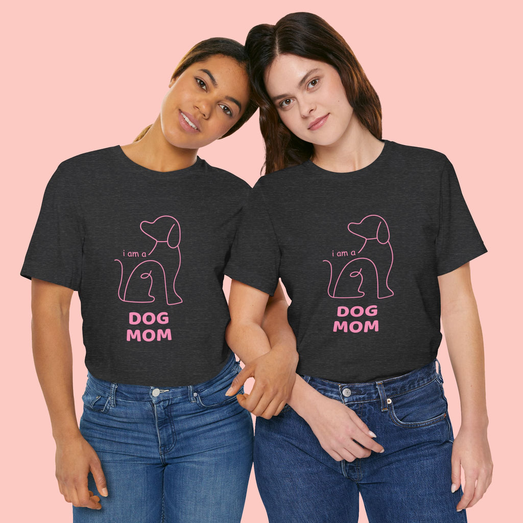 Dog Mom T‑Shirt – Minimal Pink Line Art Dog Tee