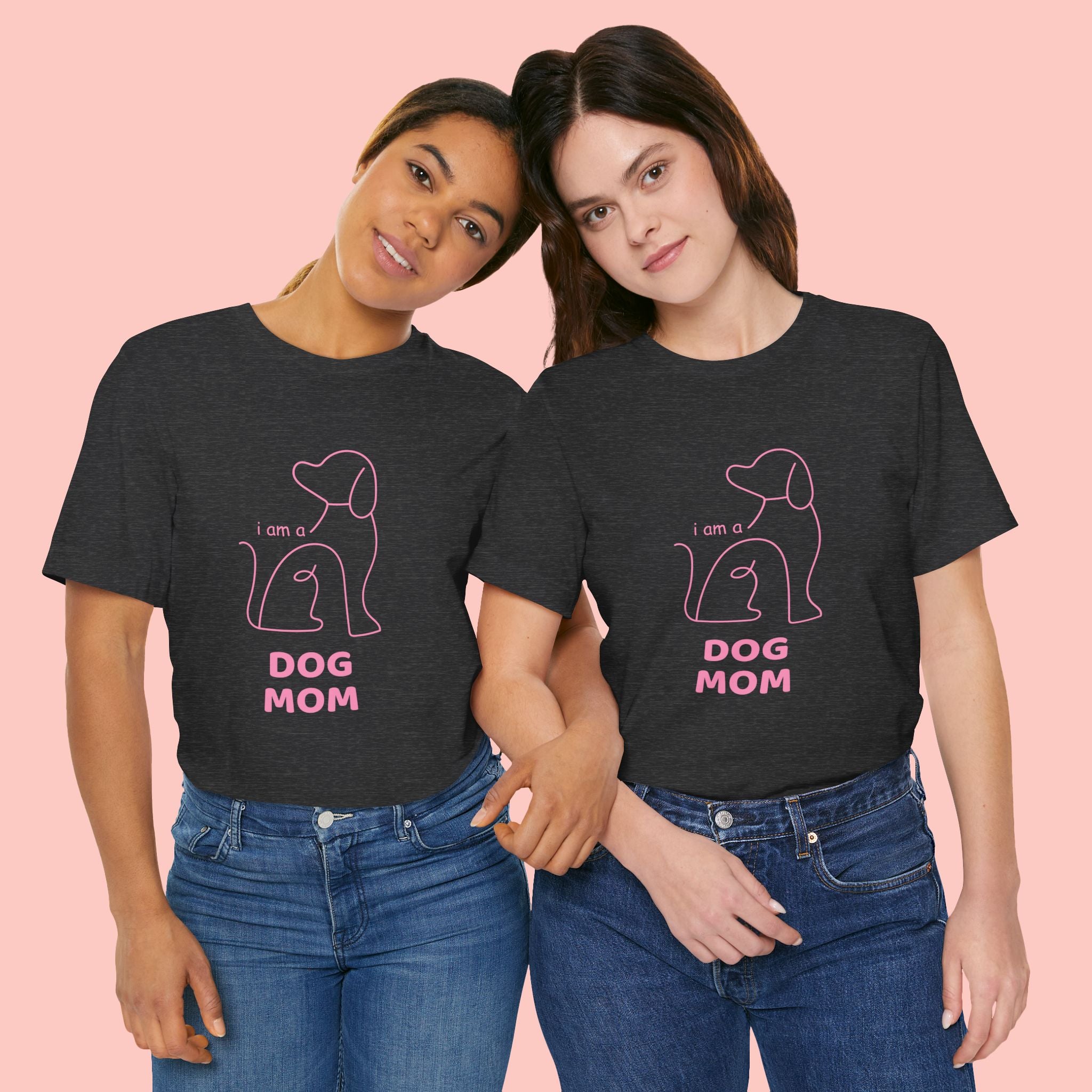 Dog Mom T‑Shirt – Minimal Pink Line Art Dog Tee