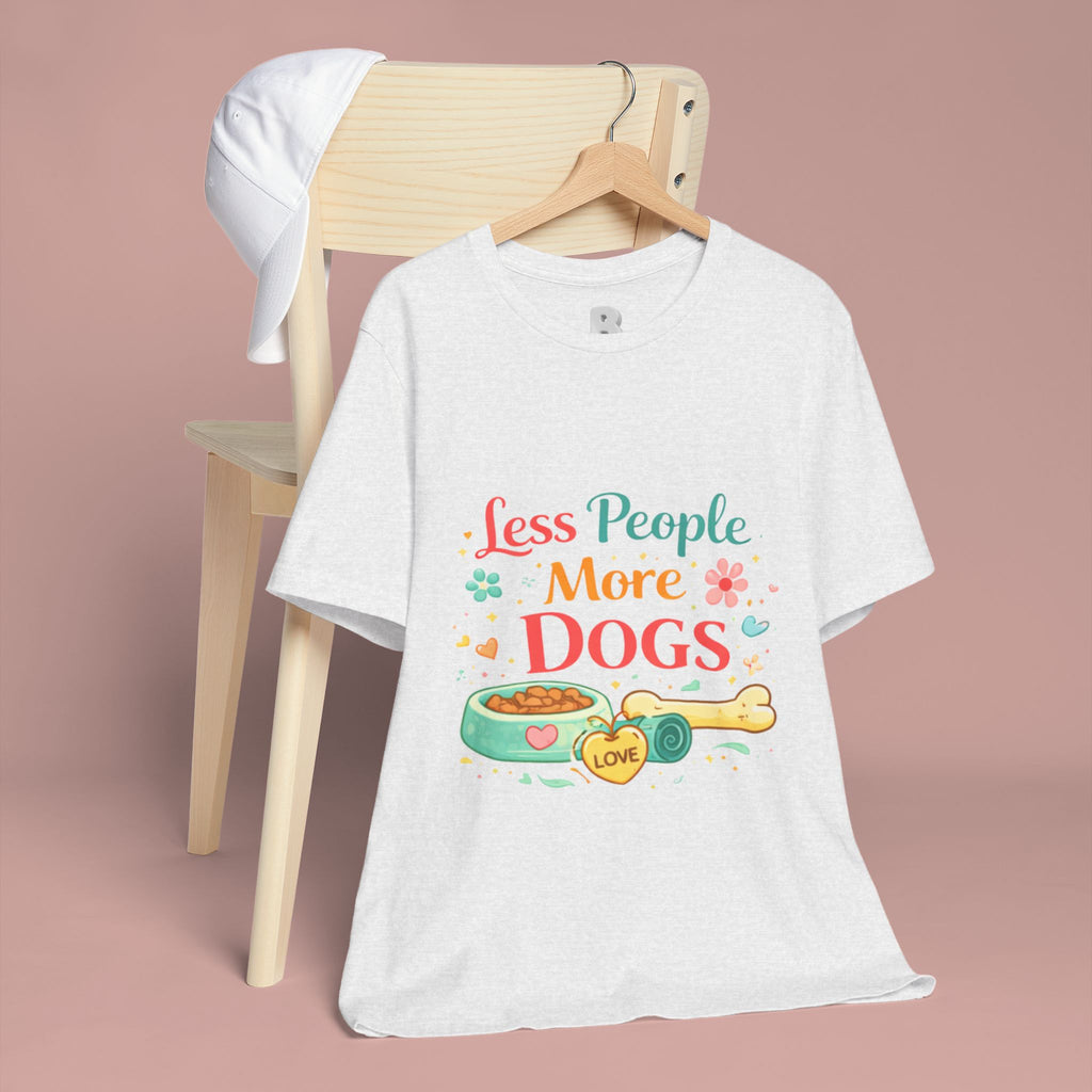 Less People More Dogs T-Shirt – Cute Dog Bowl & Bone Graphic Tee