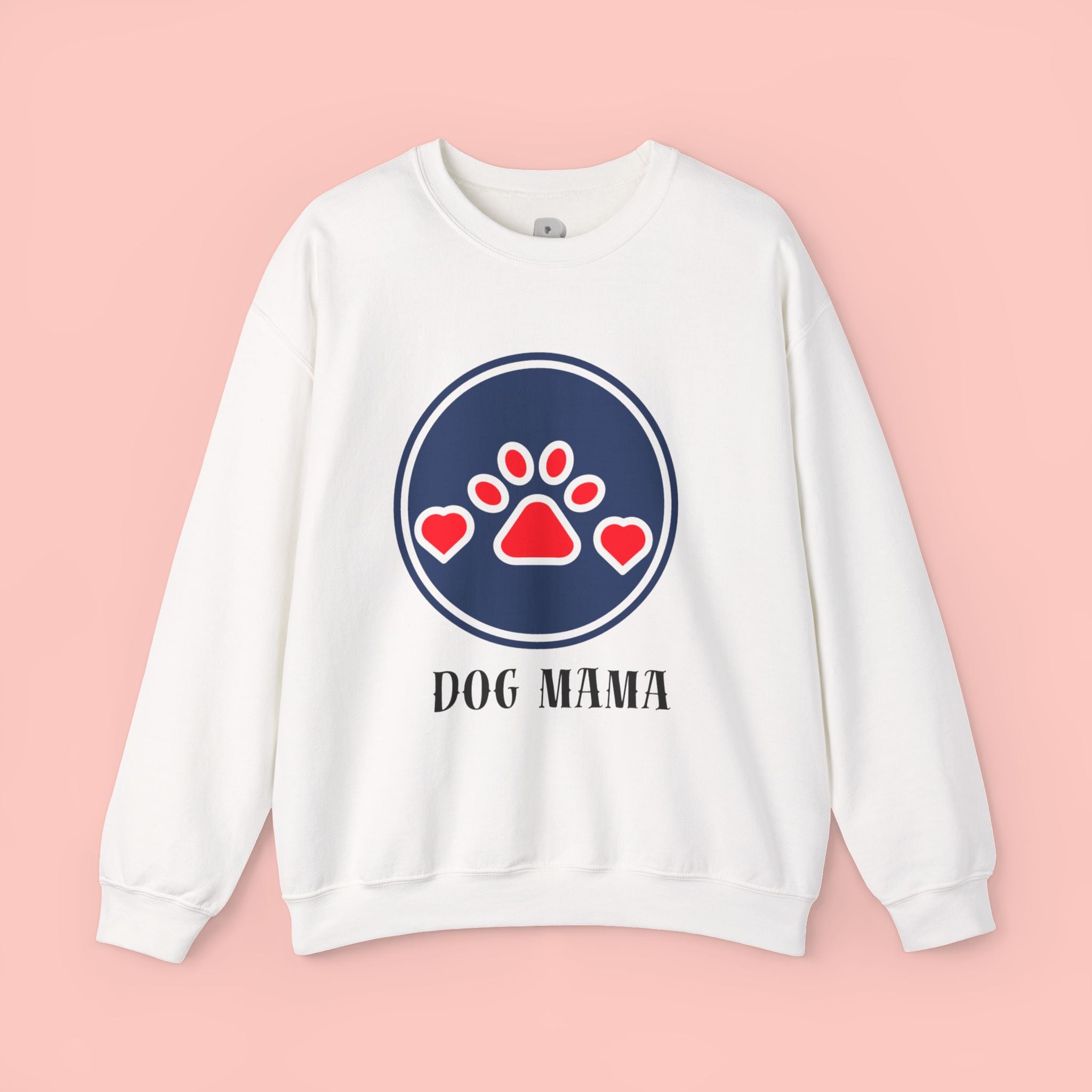 Dog Mama Crewneck Sweatshirt — Paw Print Heart Graphic