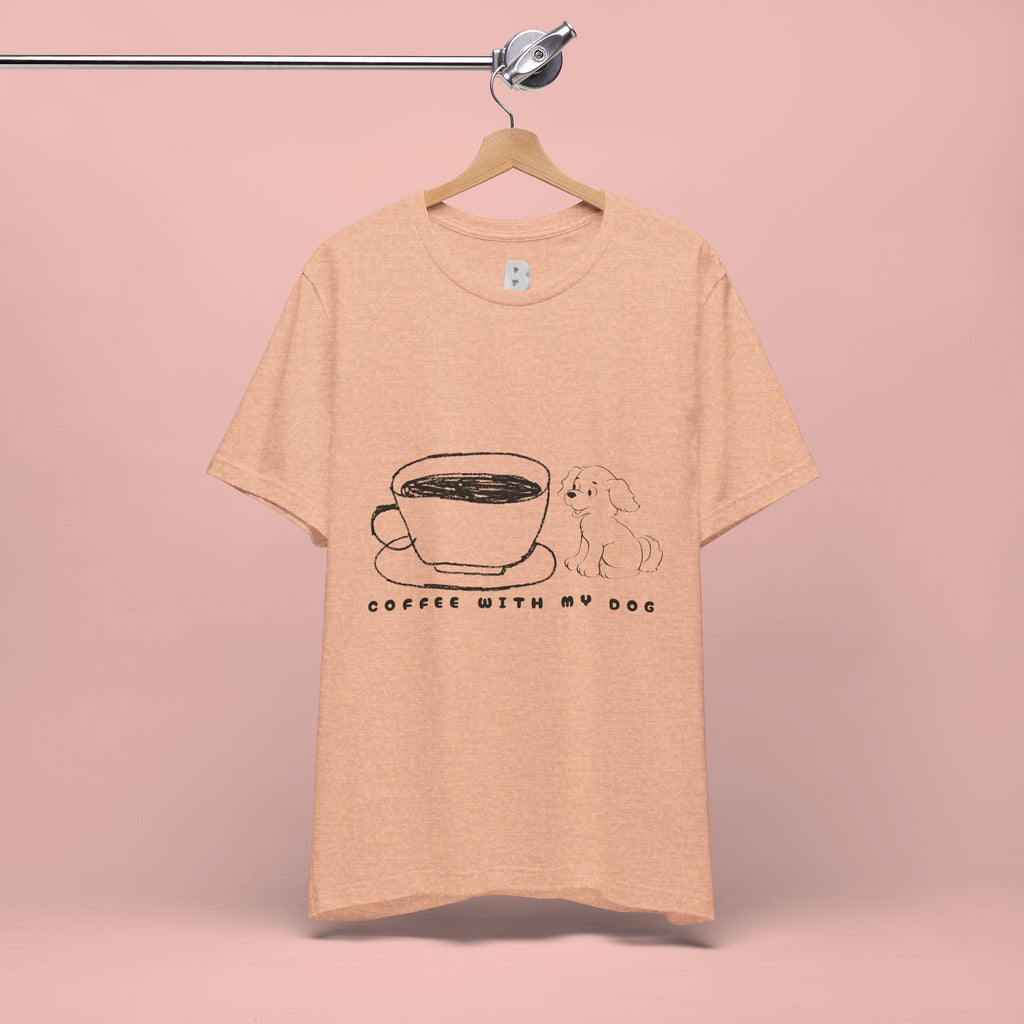 Coffee With My Dog T‑Shirt — Cute Minimalist Dog & Coffee Tee