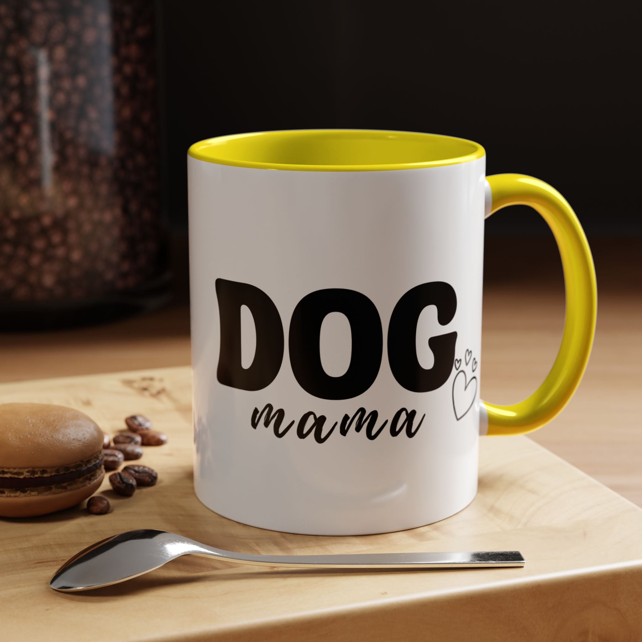 Dog Mama Accent Coffee Mug — Cute Black & White Pet Lover Gift (11/15oz)