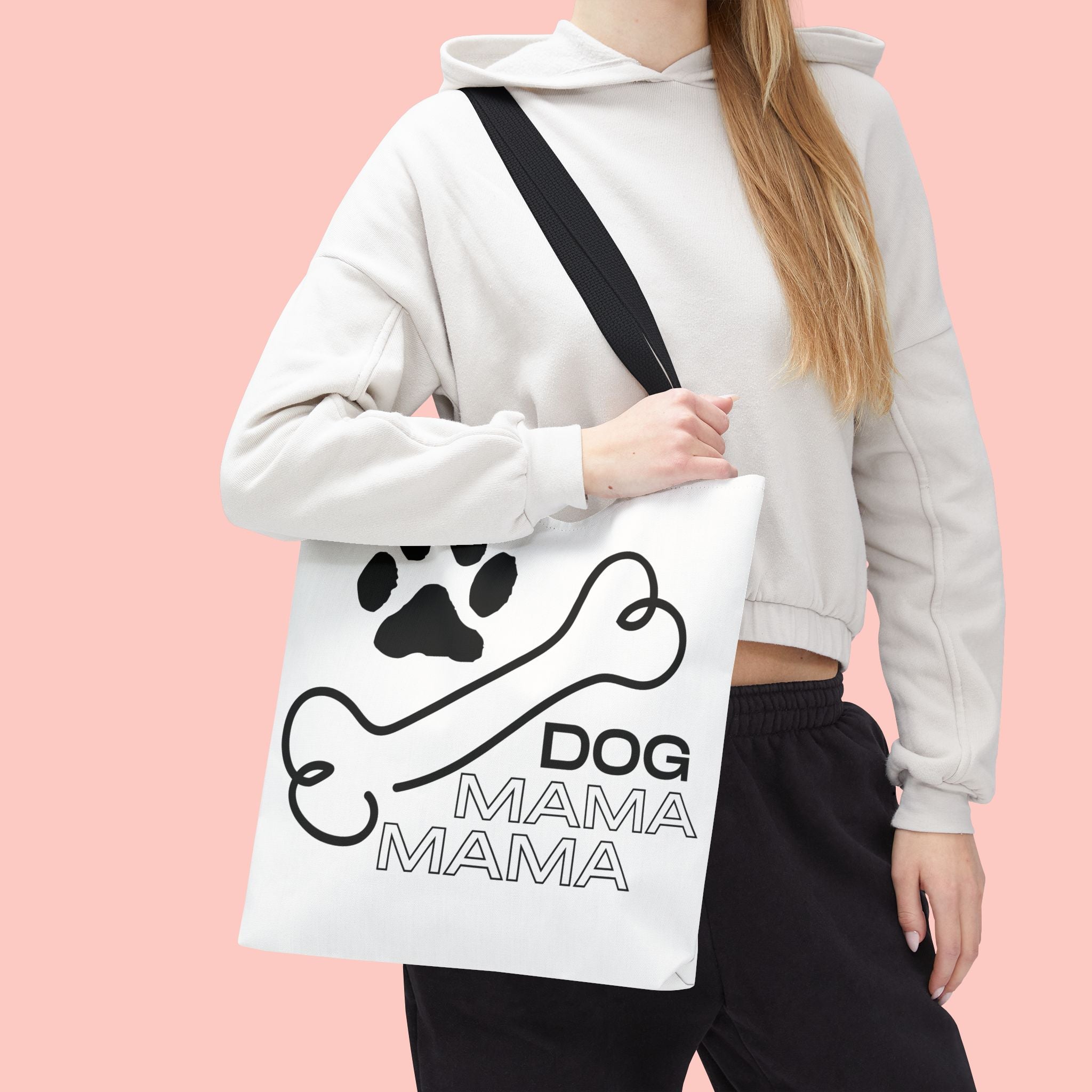 Dog Mama Tote Bag — Paw Print & Bone Graphic Canvas Shopper