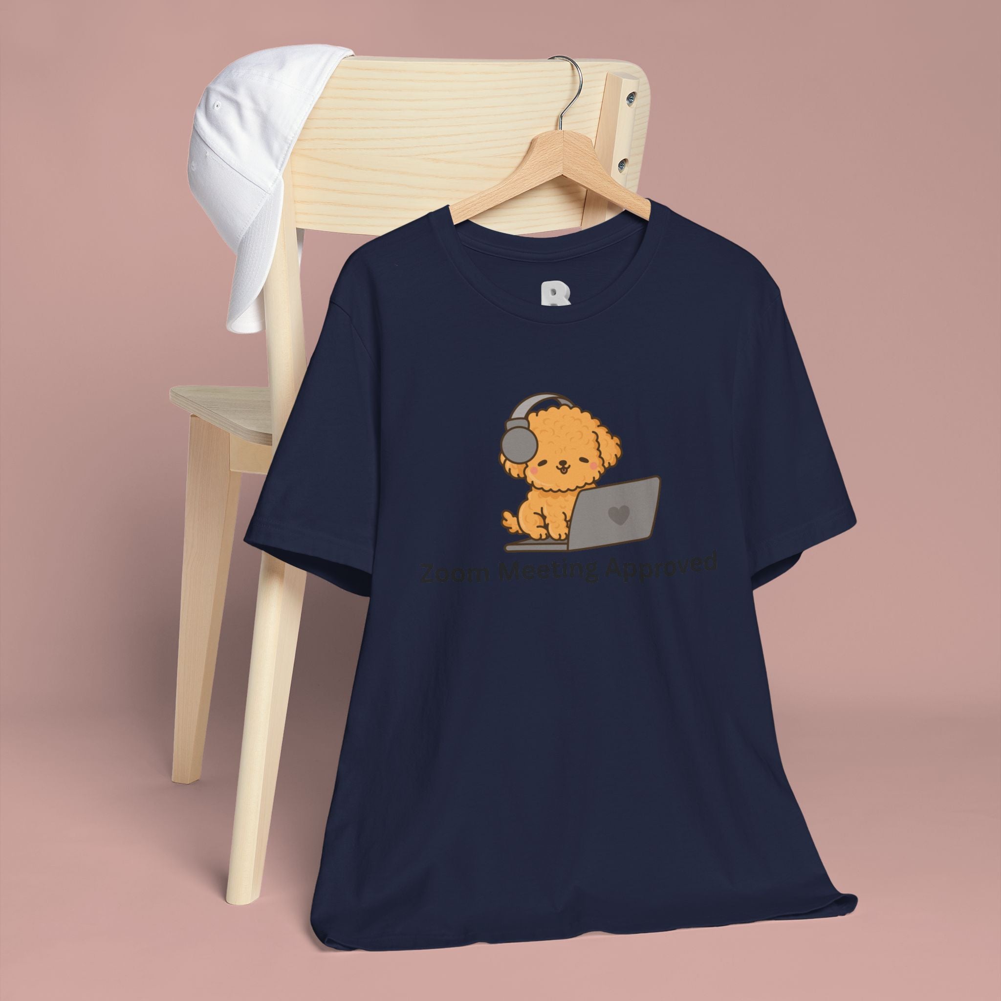 Zoom Meeting Approved Tee — Cute Puppy with Headset Laptop Graphic