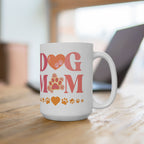 Dog Mom Ceramic Mug — Paw Print Heart Coffee Cup (11oz & 15oz)