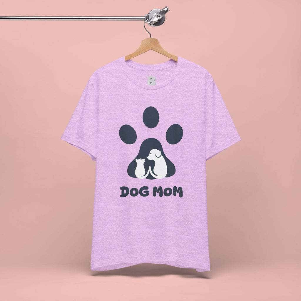 Dog Mom T‑Shirt — Paw Print with Dog & Puppy Graphic