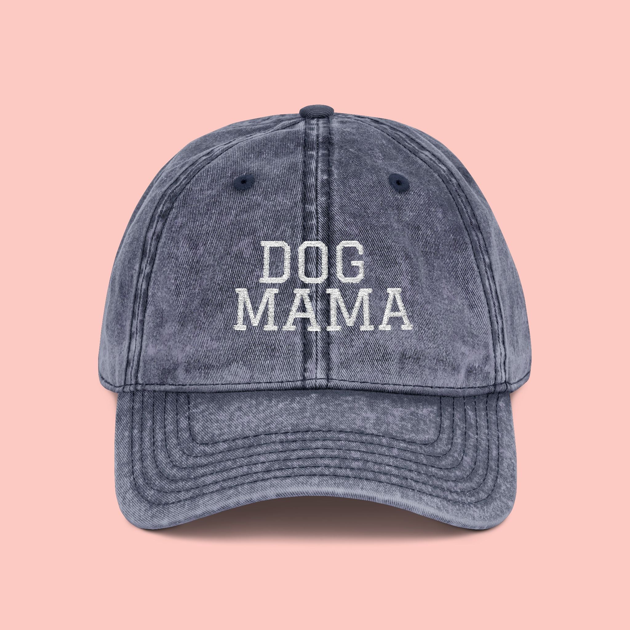 Dog Mama Vintage Embroidered Cap — Washed Baseball Hat for Dog Lovers
