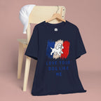Love Your Dog Like Me T-Shirt — French Flag Heart Puppy Tee
