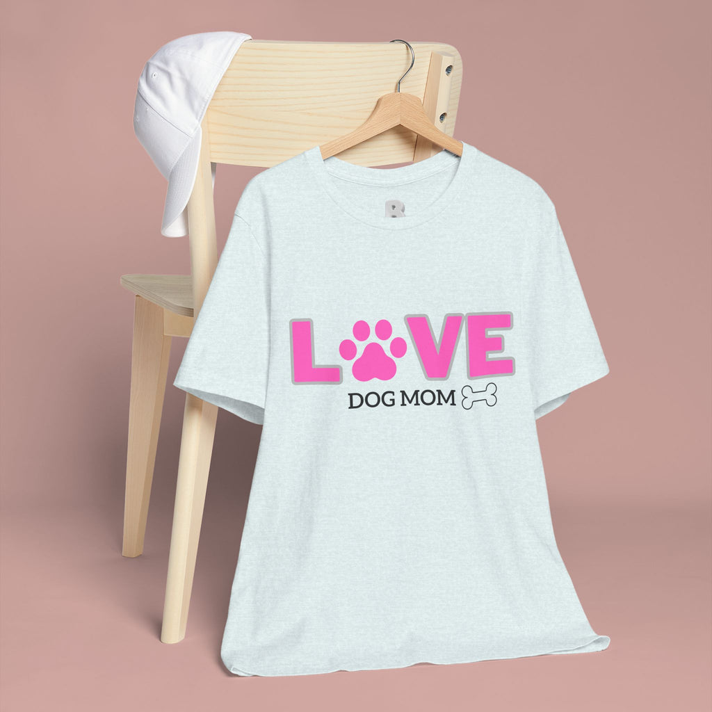 Love Dog Mom T-Shirt — Pink Paw Graphic Tee
