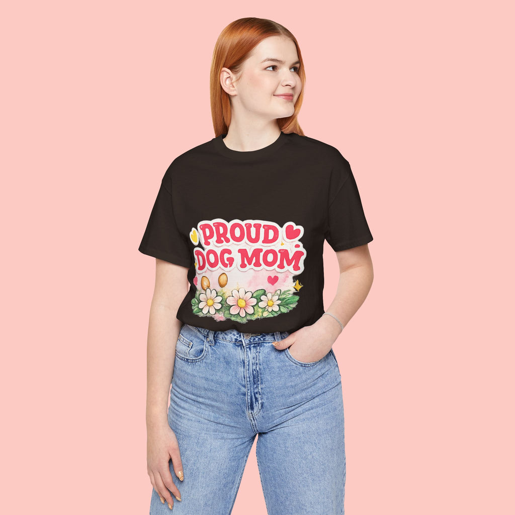 Proud Dog Mom Tee – Floral Retro Heart Design