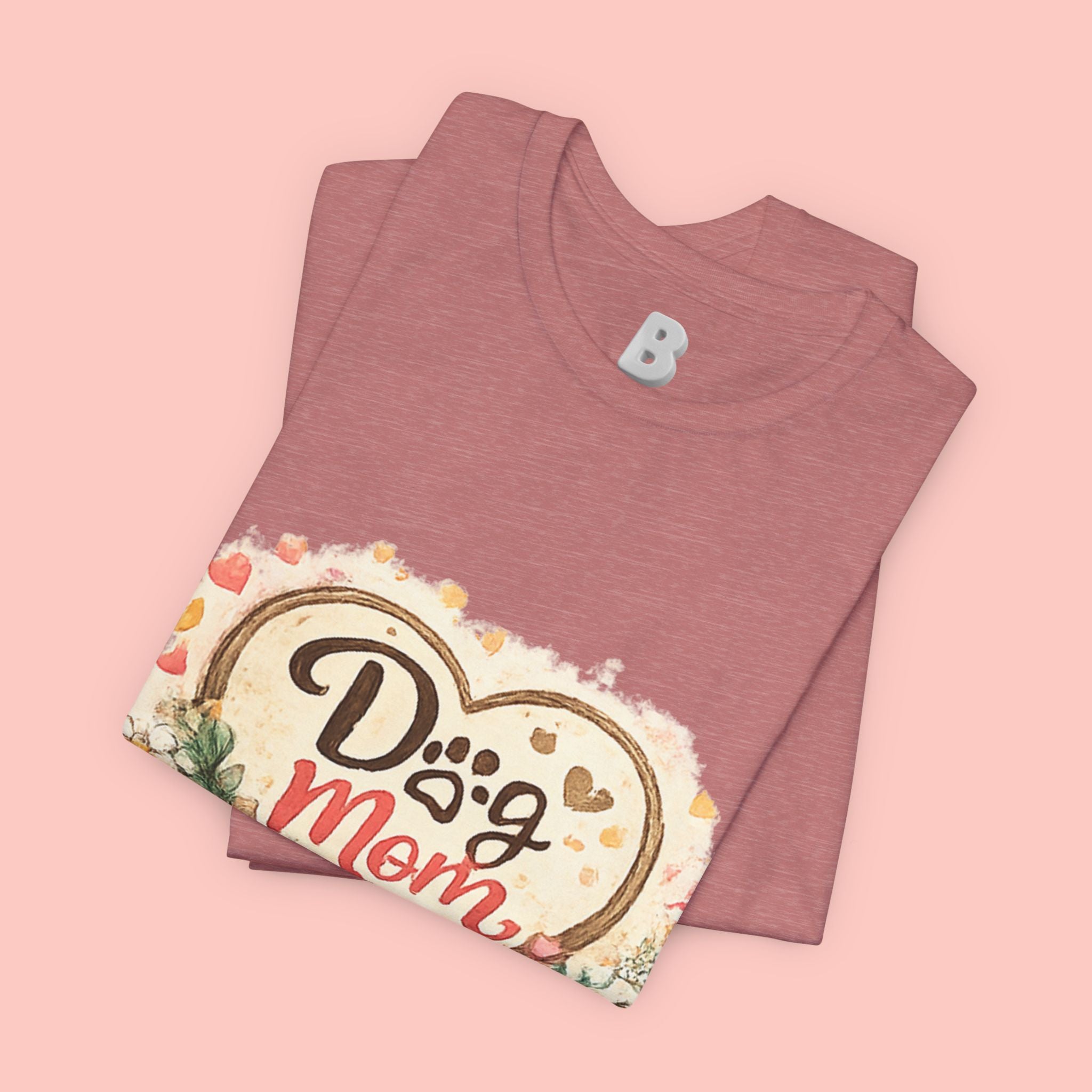 Dog Mom T-Shirt – Floral Heart Paw Design