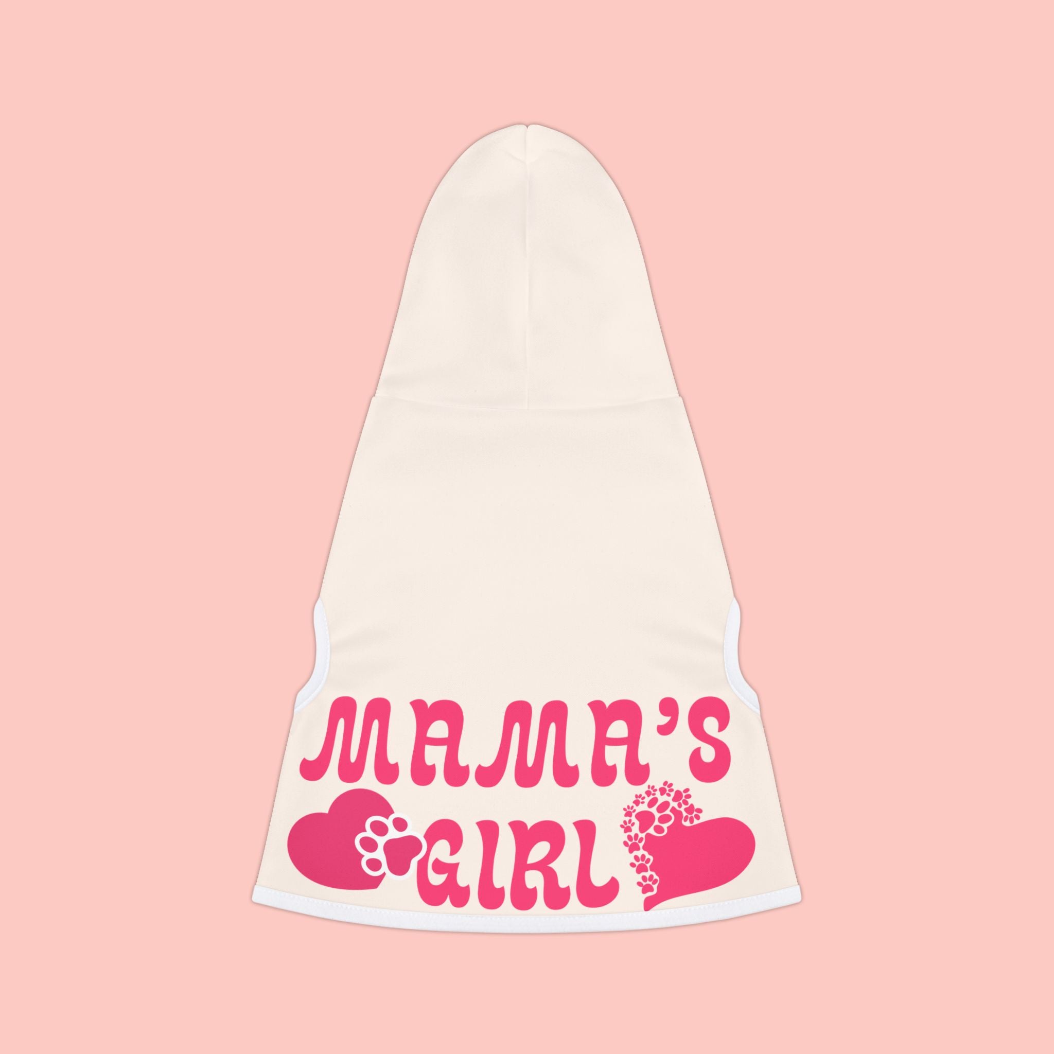 Pet Hoodie — "Mama’s Girl" Pink Heart Puppy Hoodie