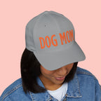 Dog Mom Embroidered Cap – White Structured Baseball Hat